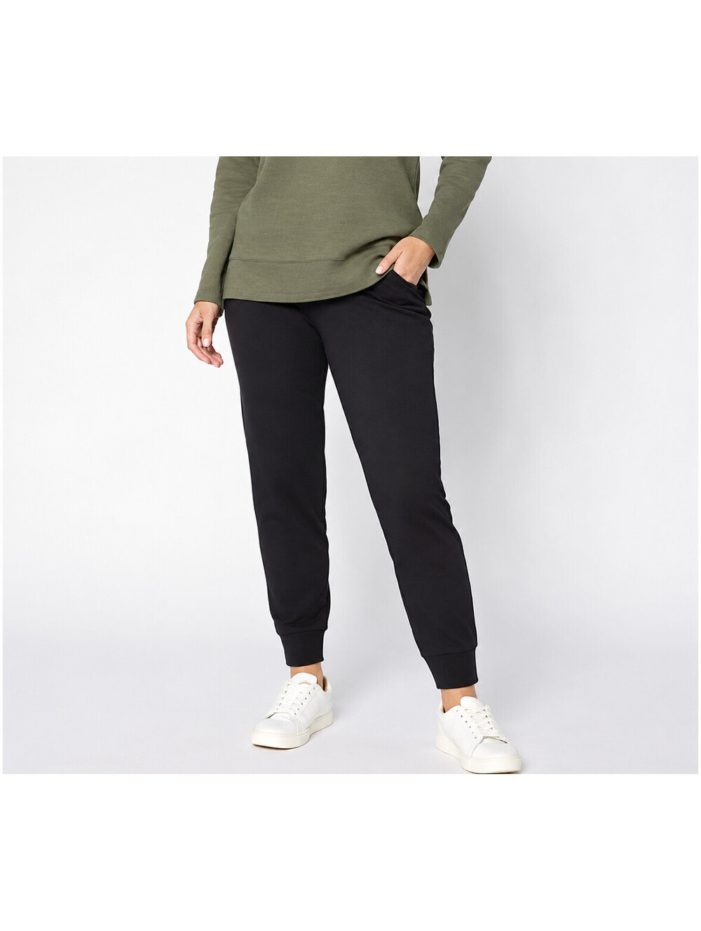 Denim & Co. Regular EasyWear French Terry Ankle Jogger Pants Black, Size 4X Plus